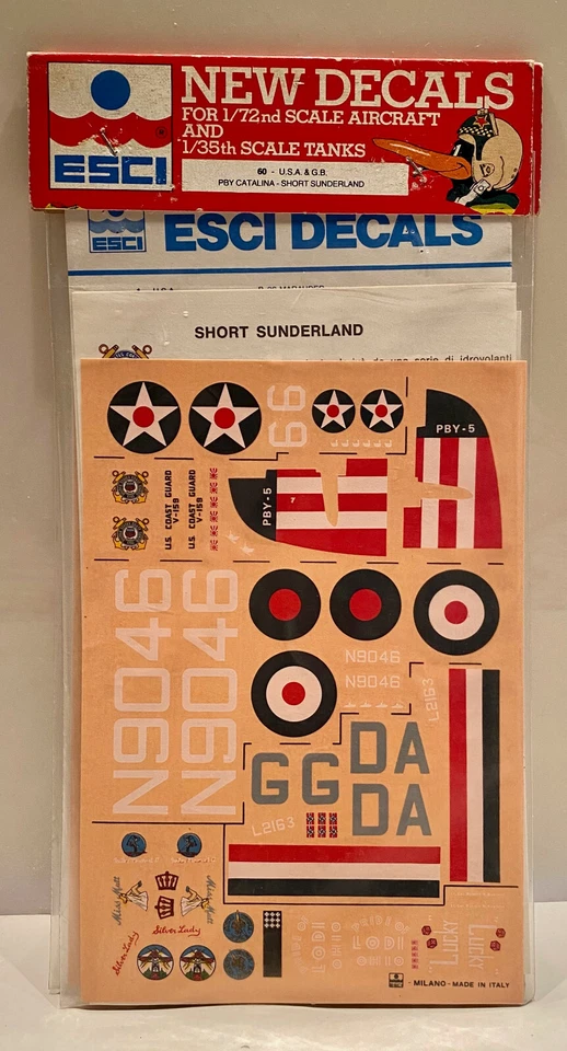 Esci New Decals 1/72 Aircraft 1/35 Tanks U.S.A & G.B. Pby Catalina Short Sunderl - Immagine 2 di 3