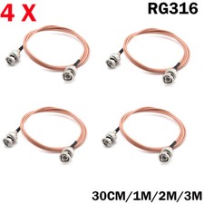 4X RG316 BNC Male to BNC Male Right Angle Connector Coaxial RF Pigtail Cable lot