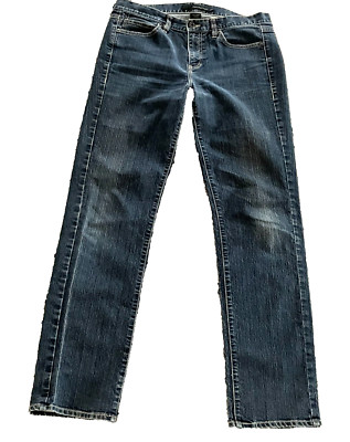 CALVIN KLEIN Blue Five Pocket Straight Leg Skinny Mid Rise Denim Jeans Size 12