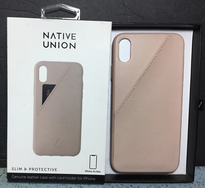 NATIVE UNION CLIC CARD ROSE PINK LEATHER CASE FOR IPHONE Xs MAX OPEN BOX