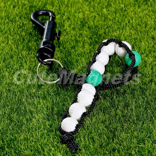 Golf Club Scoring Bead Stroke Shot Score Counter Chain Keyring Clip Green White - Picture 3 of 10