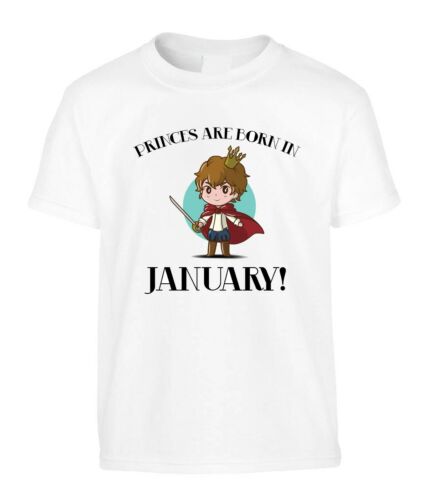Prinz Born IN Januar Kinder T-Shirt Jungen Einhorn Lustiges Geburtstagsgeschenk - Afbeelding 1 van 2