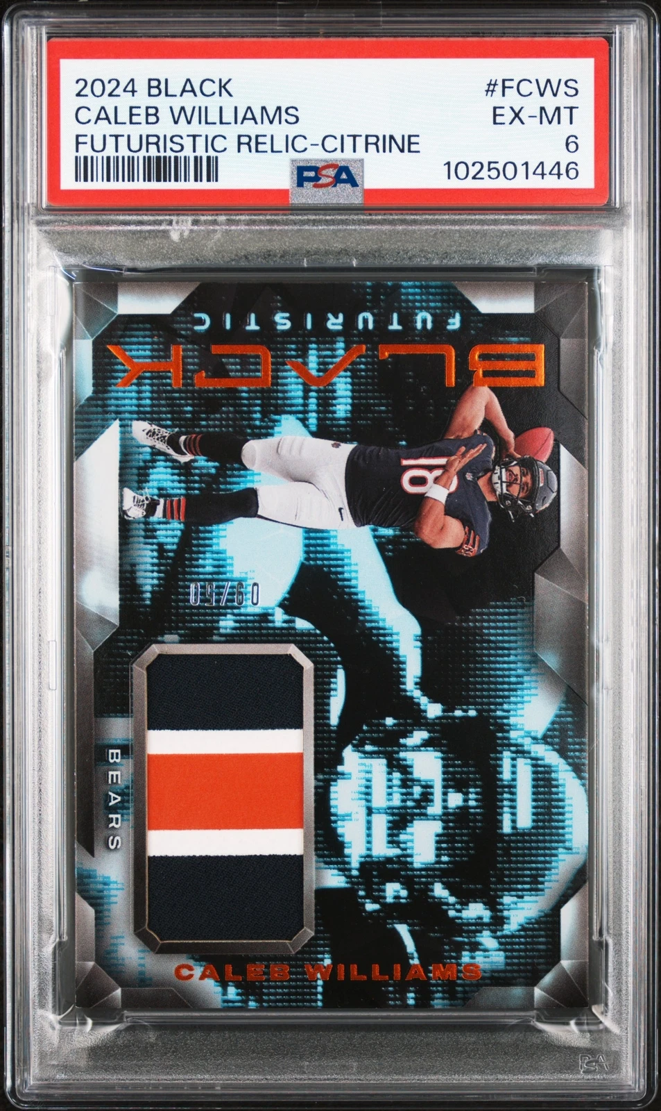 Caleb Williams Panini Black Futuristic Relics #FCWS Citrine