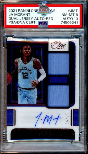 Ja Morant [Red] #DJ-JMT 2021 Panini One and One Dual Jersey Autographs card
