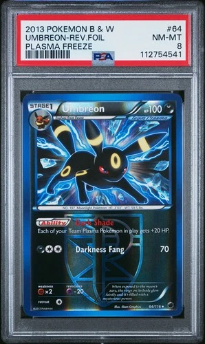 2013 POKEMON PLASMA FREEZE UMBREON #64 REVERSE FOIL PSA 8 NM #112754541