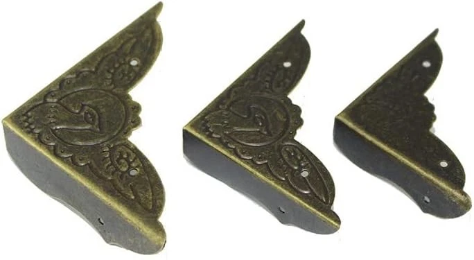 20 piezas protectores de esquina de bronce vintage decorativos de metal tamaño longitud lateral: 1-3/4" Foto 2 de 4