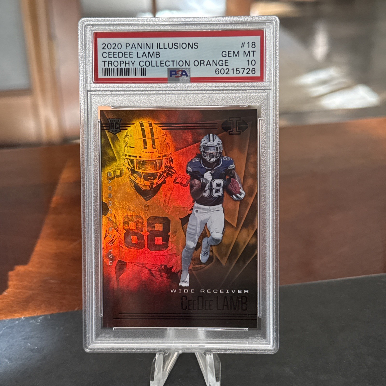 2020 Panini Illusions #18 Ceedee Lamb Trophy Collection Orange Rookie RC PSA 10