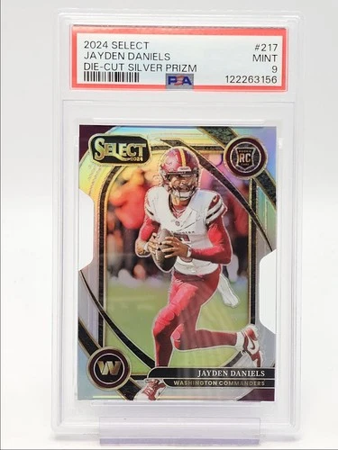 JAYDEN DANIELS 2024 SELECT CLUB LEVEL ROOKIE DIE CUT SILVER A RC PSA 9 Q0004