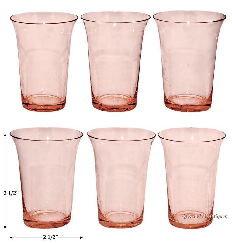 Fostoria Fairfax Pink/ Rose Set of 6 Juice Liners for June & Versailles Icers