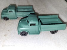 Two USA Made 1/48 Scale Green Plastic Army Troop Trucks 5" Long