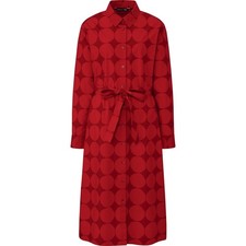 NEW! Marimeko x Uniqlo Cotton Long Sleeve Dress Red Kivet Dot Pattern - Size M