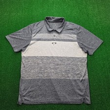 Oakley Golf Polo Shirt Mens XL Grey Heathered Striped Performance Athletic