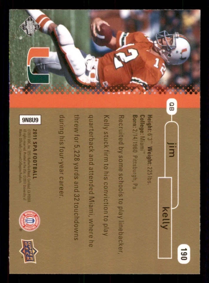 2011 SP Authentic #190 Jim Kelly FW - Image 2 of 2