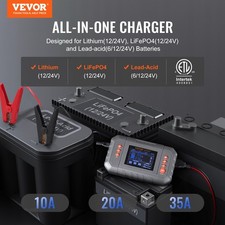 New Smart Battery Charger, 35-Amp, Lithium LiFePO4 Lead-Acid AGM / Gel / SLA 
