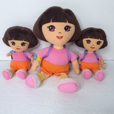 Dora The Explorer Plush Large 11" Stuffed 2 Small 8"Toy Lot of 3 Soft TY Beanies