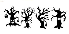 4 Spooky Tree Halloween Silhouette Die Cut Embellishment Scrapbook All Different