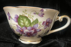 Lefton China Hand Painted Tea Cup Scalloped Edges Purple Violet Gold Trim — photo 1