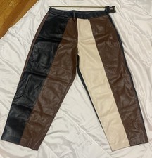Eloqui Pants, Color Blocked, Faux Leather, Size 14, Straight Leg
