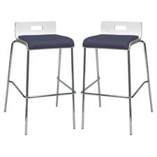 Home Square 30" Vinyl Seat Bar Stool in White and Grape - Set of 2