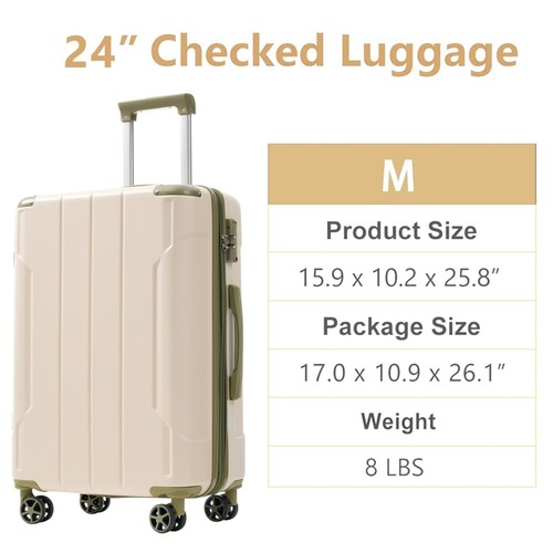 24 Inch Expandable Lightweight Checked Luggage Hardshell W/ TSA Lock & Wheels US - 第 24/44 張圖片