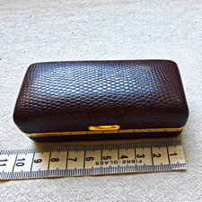 Vintage Brown Faux Crocodile Leather Cufflinks Tie Clip Presentation Box