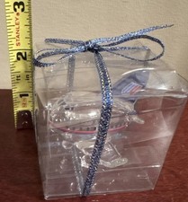 United Airlines Vintage Clear Glass Airplane Miniature Figurine Souvenir In Box