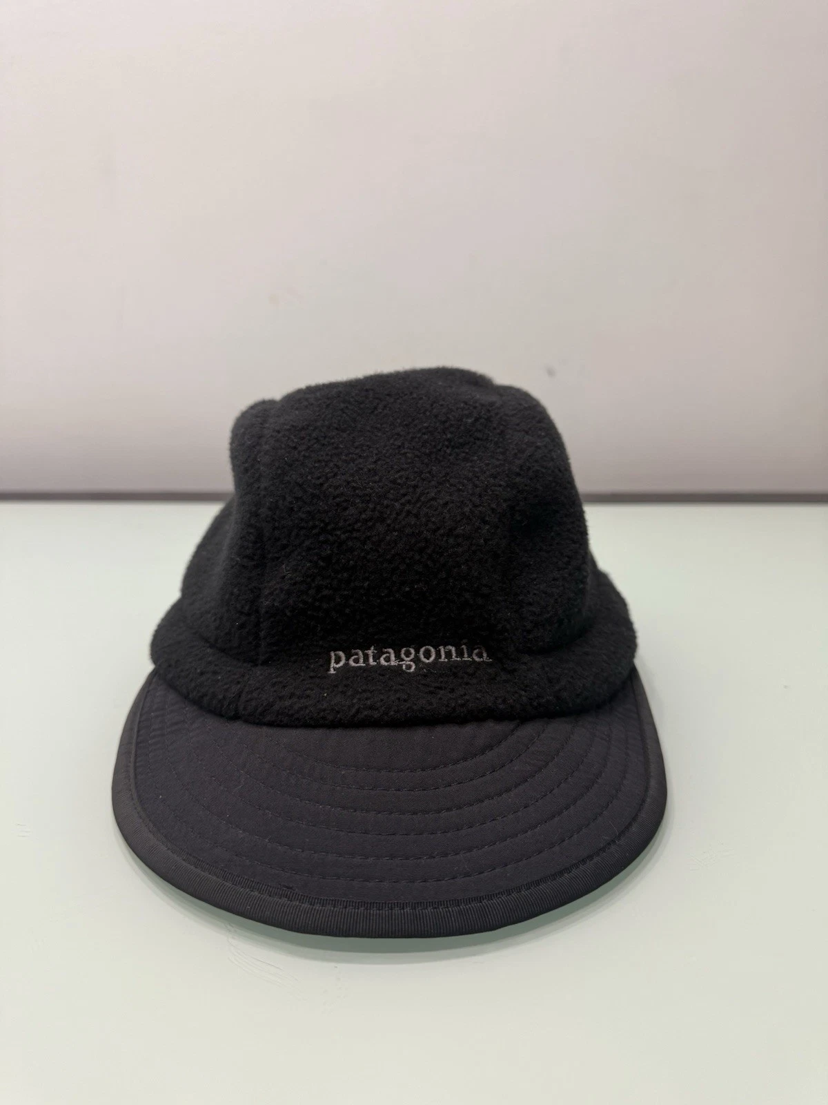 Vintage 2002 Patagonia Duckbill Fleece Hat Cap Ear Flaps Black USA Mens Large