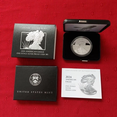 2024 W American Eagle Proof Silver Dollar 1 oz. Coin with Box & COA