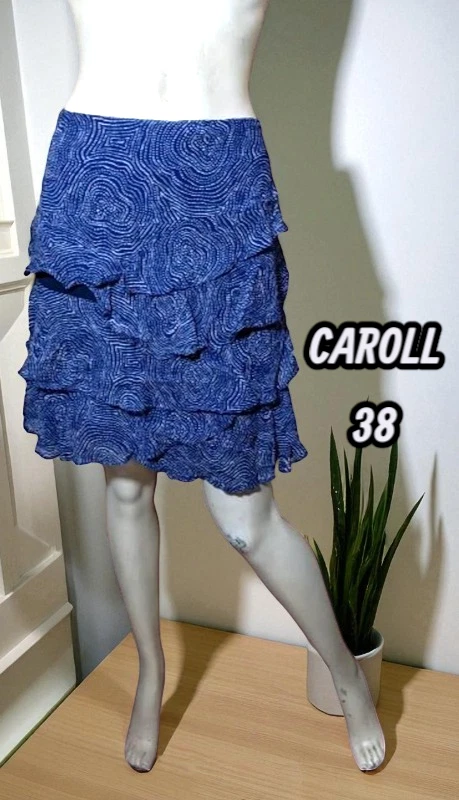 Jupe Caroll Taille 38, Couleur Champagne Noir, Style évasé, Très Bon état