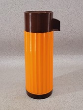Vintage Aladdin 1970's 8 fl oz Picnic Vacuum Flask Orange Brown Retro England 