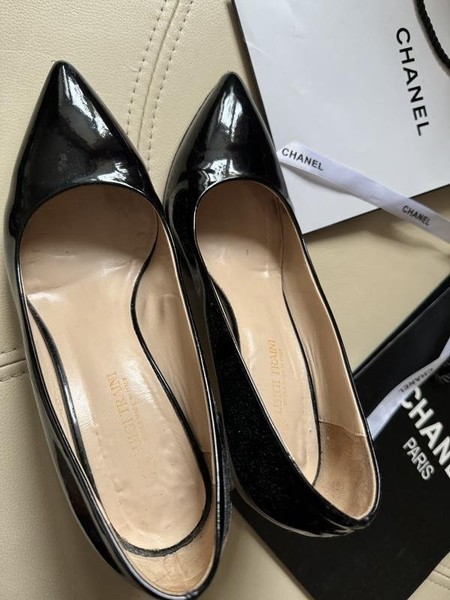 Women Heels Black Patent Leather 37
