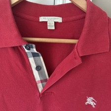 Burberry Brit red Nova Check Collar Monogram Short Sleeve Polo Shirt