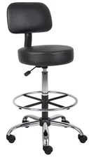 Be Well Spa Drafting Stool with Back, Black