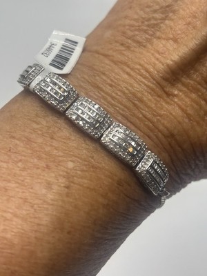 Diamant Kanal Baguette Tennis Armband Sterling Silber 925 Atemberaubend Edel