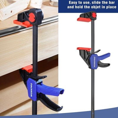 WORKPRO 2Pack 12'' Quick-Release Wood Clamps/Spreader Light Duty One Hand F Clamp