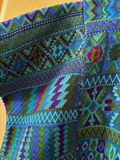 Handmade Women's Woven Cotton Huipil Top, Multicolor Geometric Pattern, One Size