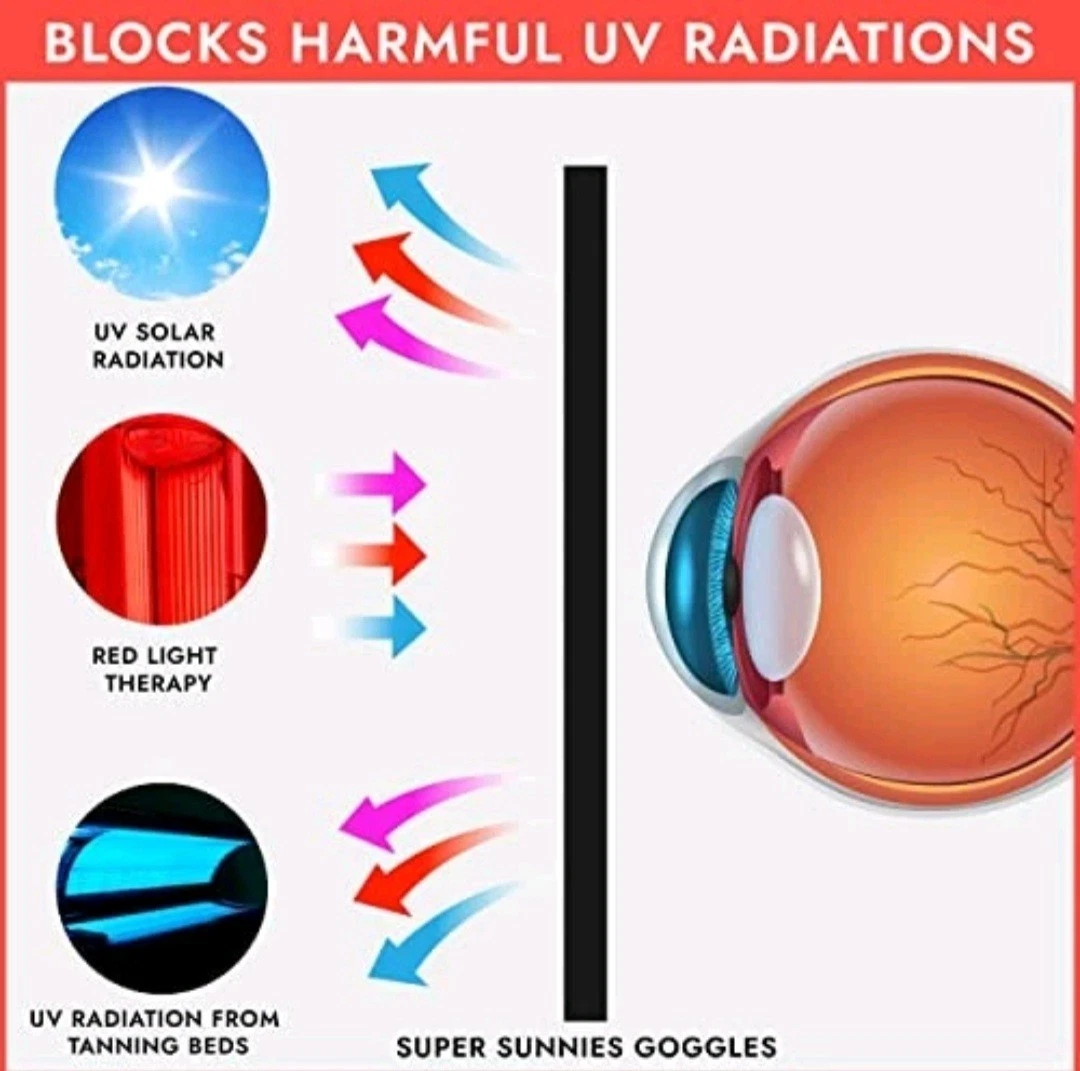 Gafas de cama de bronceado Sunnies protección ocular UV gafas UVA UVB - 1 par nuevas