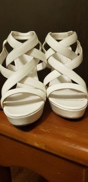 Women Heels White Leather 37 #HS0Q