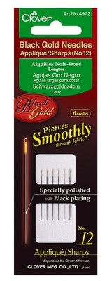 Clover Needles, Applique/Sharps No.12, Black/Gold,Hand Sewing Needles