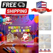 LED Note Board with Colors, DIY Acrylic Dry Erase Board with Light, Glowing A...