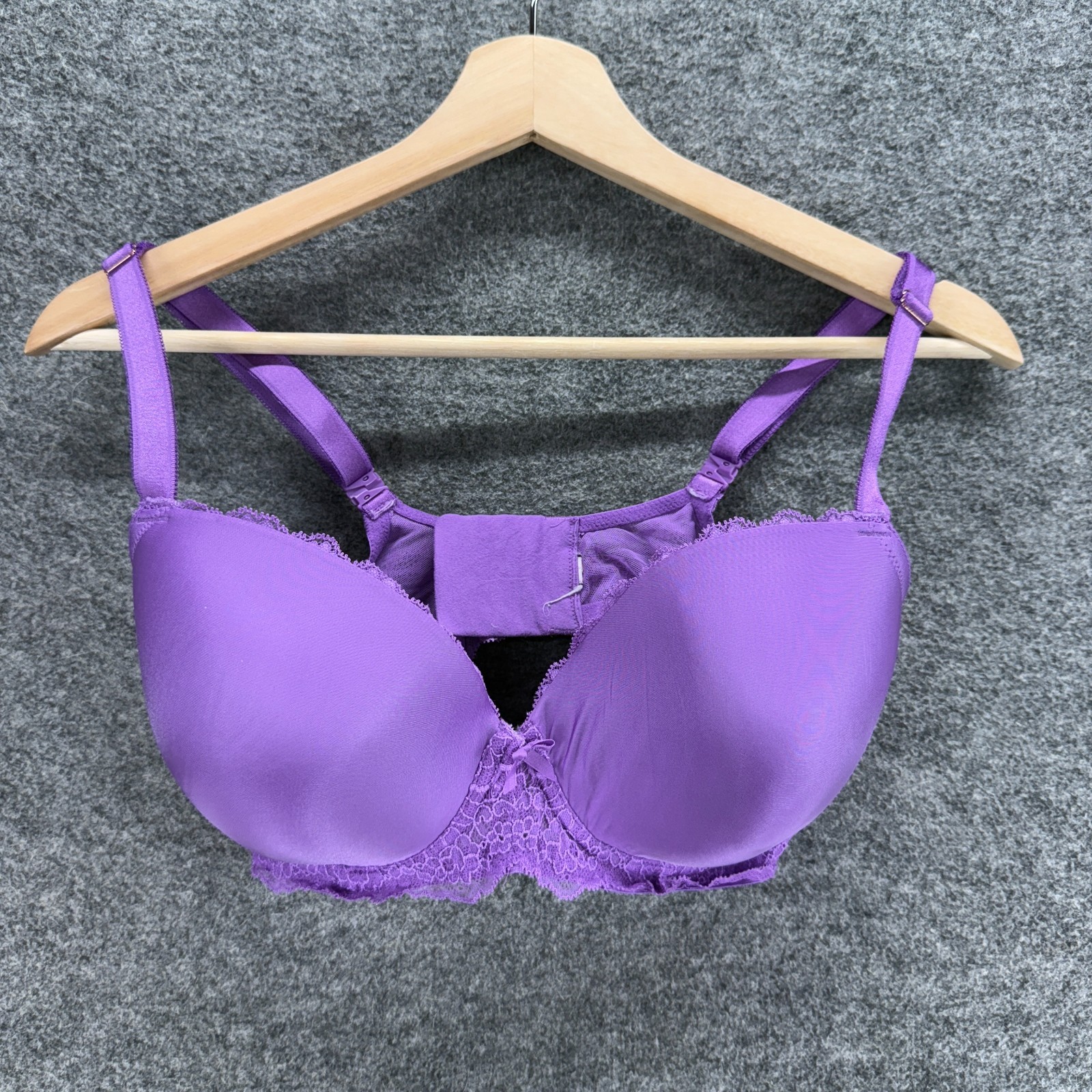 Unbranded Bralette Bra Women L Large Purple Floral Lace Opaque Underwired-image