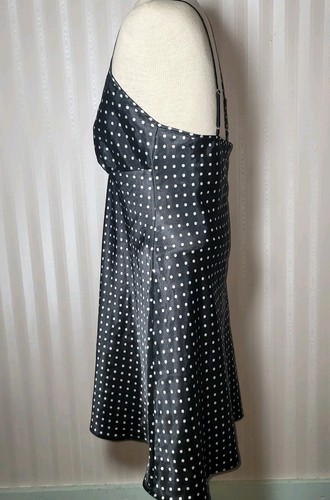 Vestido sin Mangas Ambrielle Talla M Y2K Babydoll Lunares Negro Blanco Encaje Ribete Chemise - Imagen 3 de 6