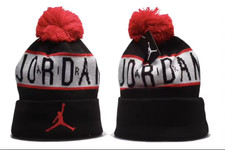 Jordan Winter Knit Pom Winter Beanie Hat Black Red Acrylic Warm Unisex Adult New