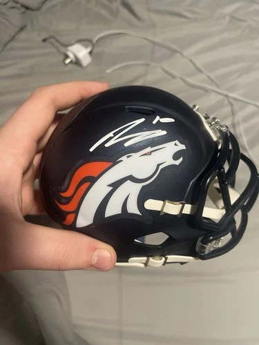 Bo Nix Broncos Autographed Mini Football Helmet Fanatics Authentic NO CASE