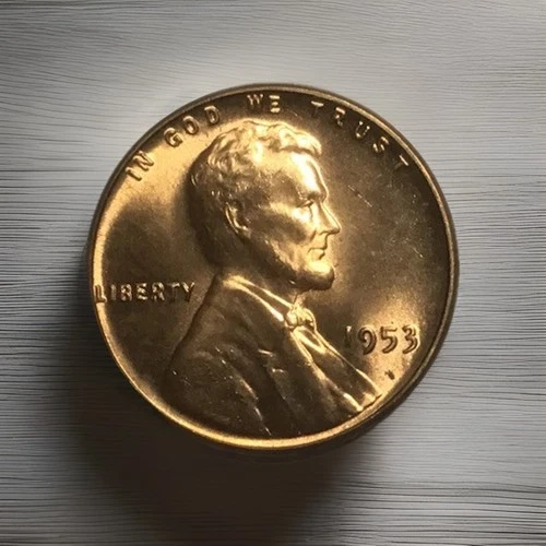 One  1953 P Lincoln Wheat Cent -UNC Not BU Free Shipping !!!