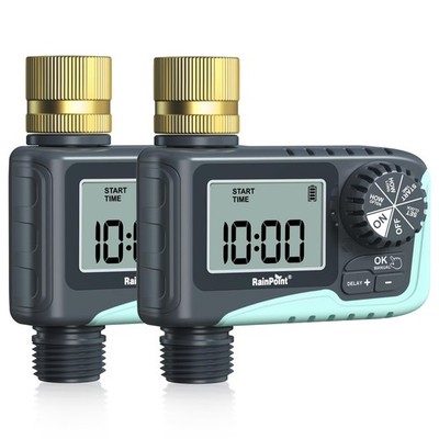RAINPOINT 2-Pack Sprinkler Timer with Brass Swivel for Garden Hose, Programma...