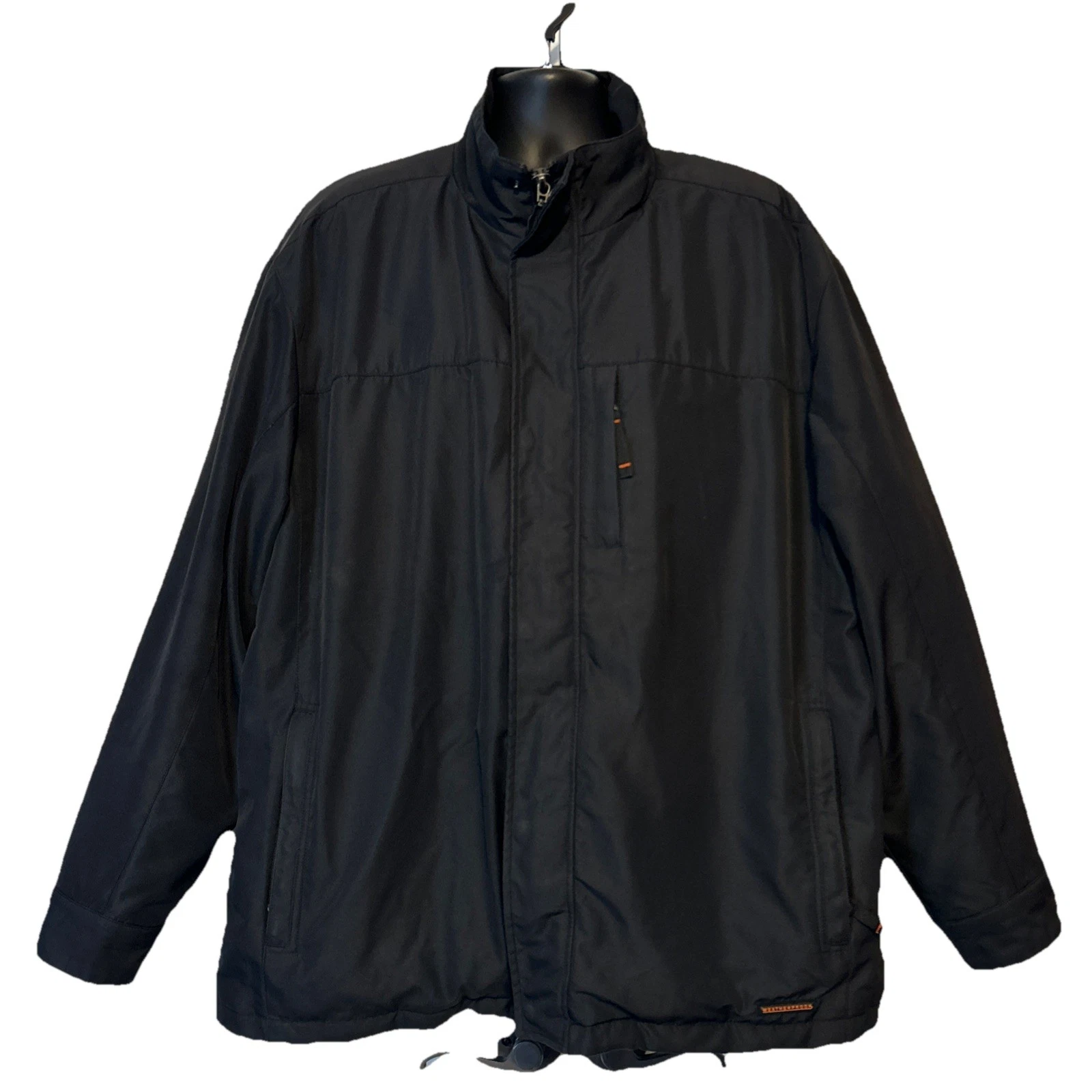 Weatherproof Mens XXL Black Winter Coat Overcoat Water Resistant Zip Up Lined