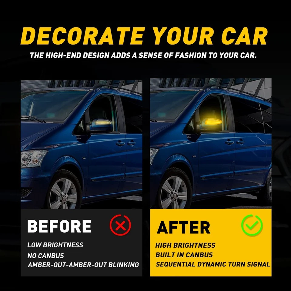 LED Dynamic Signal Clear Side Mirror Light For Mercedes Benz W204 Vito - Image 4 of 4