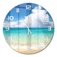 Runde Design-Glasuhr Aus GehäRtetem Glas Paradiesstrand WeißE Zeiger Fi60 Cm