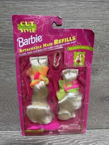 VTG `94 Cut & Style Barbie Attachable Hair Refills Doll Extensions Blonde  NOS